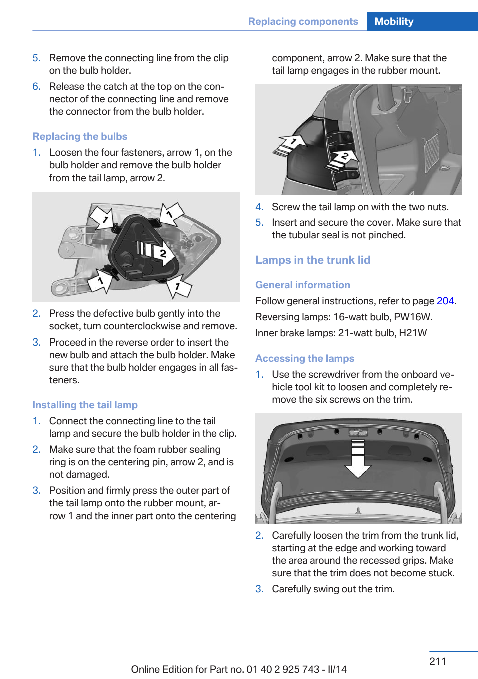 BMW 335i xDrive Sedan 2014 User Manual | Page 211 / 242