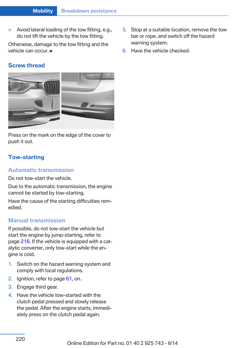 BMW 335i xDrive Sedan 2014 User Manual | Page 220 / 242