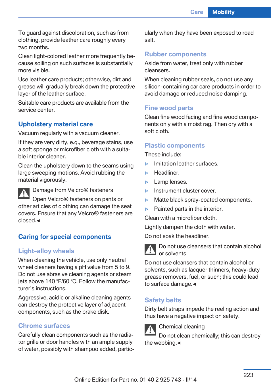 BMW 335i xDrive Sedan 2014 User Manual | Page 223 / 242