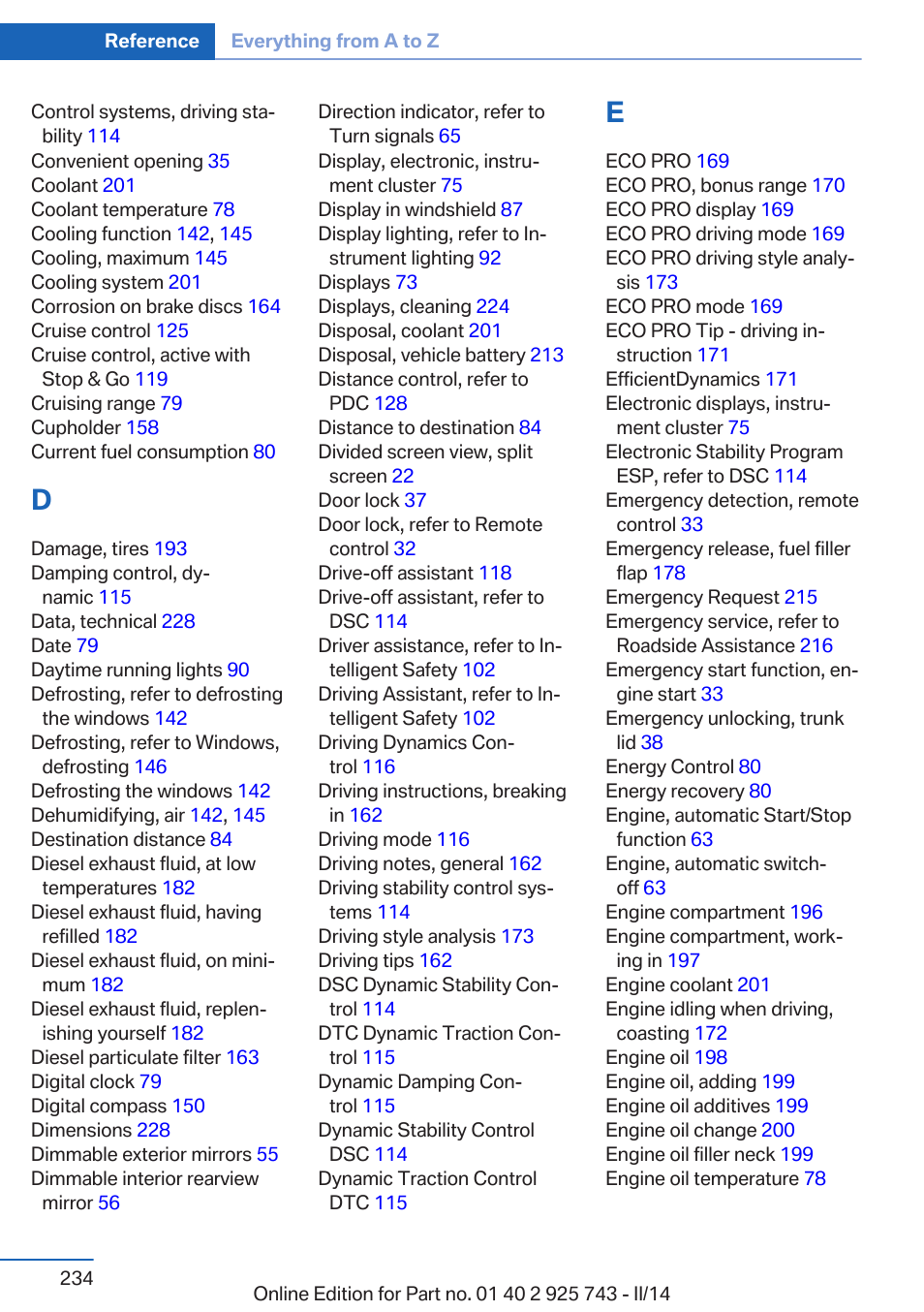 BMW 335i xDrive Sedan 2014 User Manual | Page 234 / 242