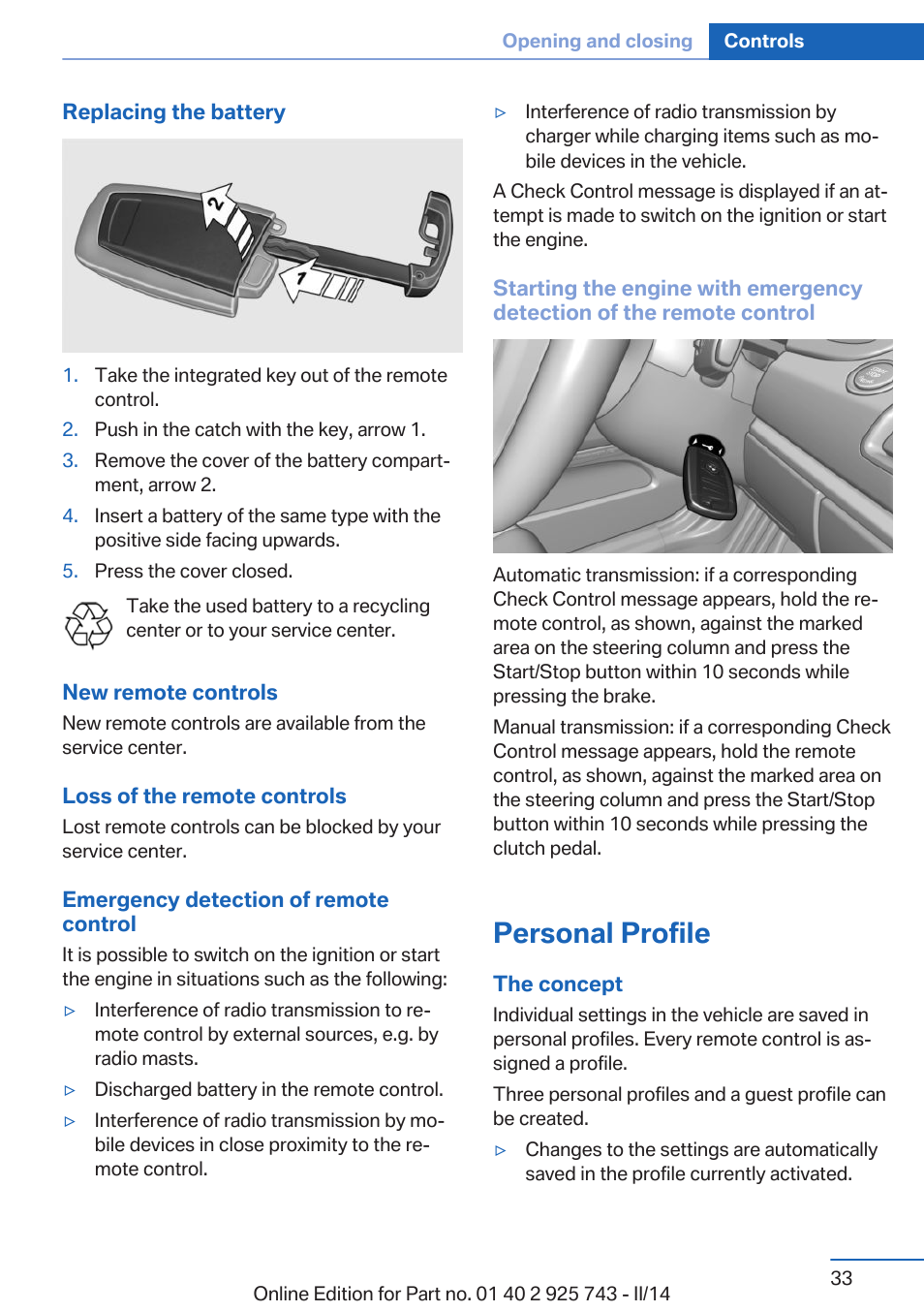 Personal profile | BMW 335i xDrive Sedan 2014 User Manual | Page 33 / 242