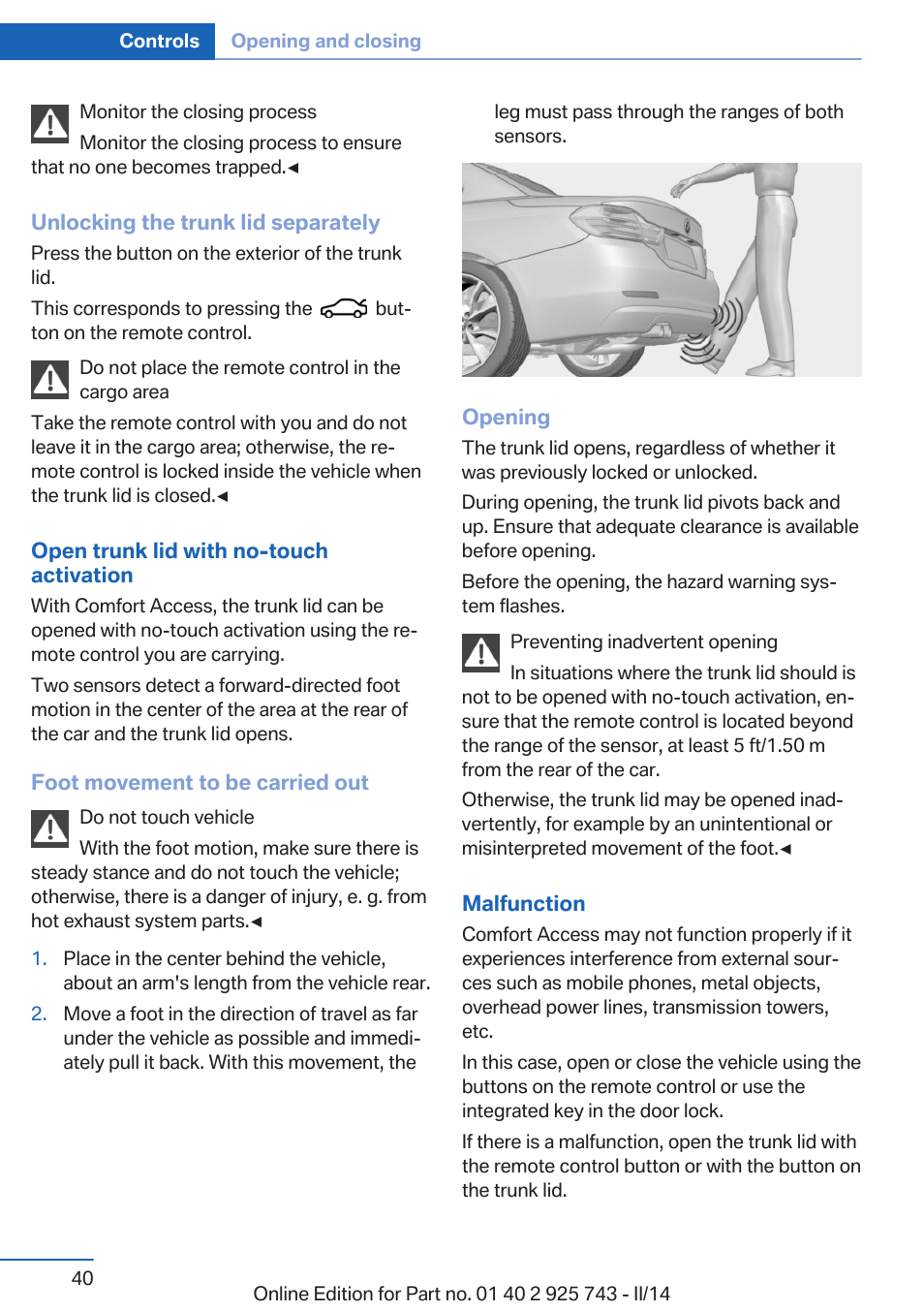 BMW 335i xDrive Sedan 2014 User Manual | Page 40 / 242