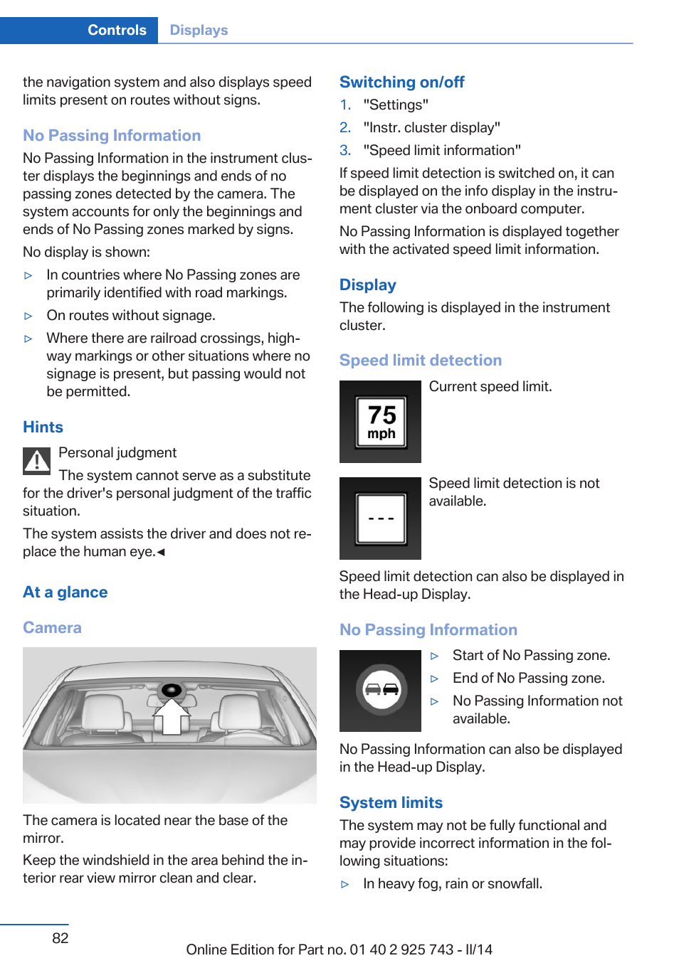 BMW 335i xDrive Sedan 2014 User Manual | Page 82 / 242