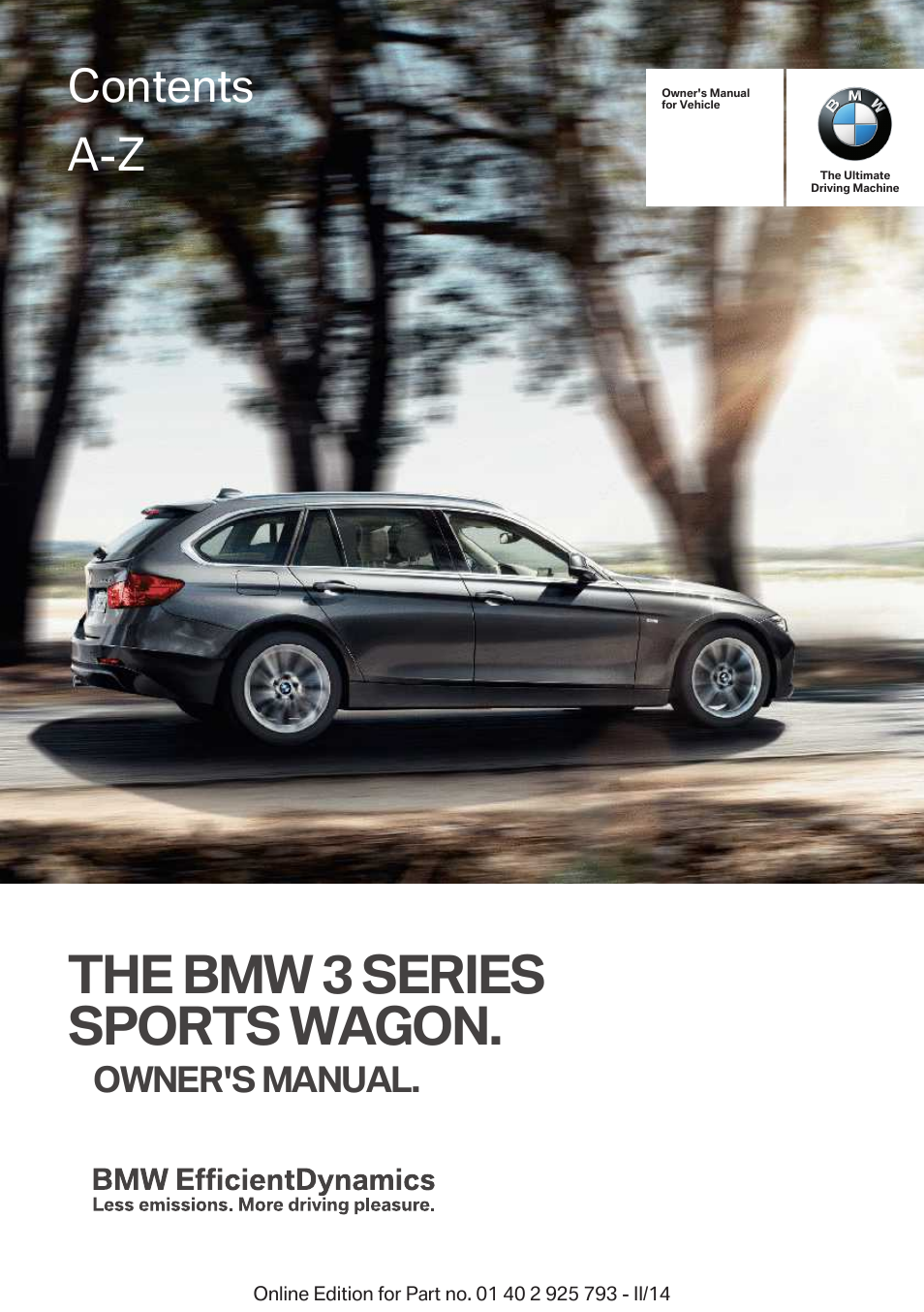 BMW 328d xDrive Sports Wagon 2014 User Manual | 244 pages