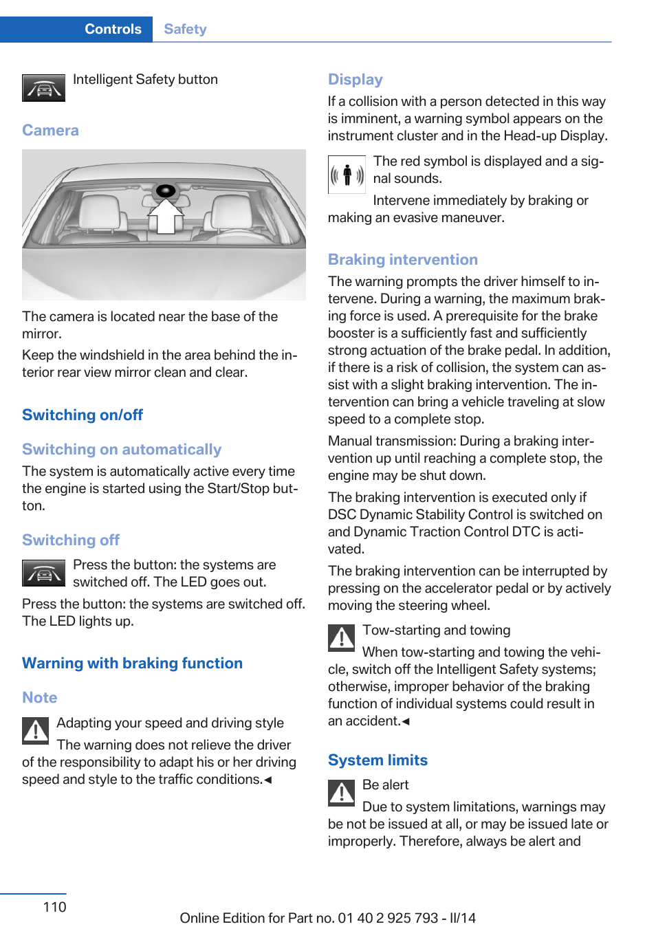 BMW 328d xDrive Sports Wagon 2014 User Manual | Page 110 / 244