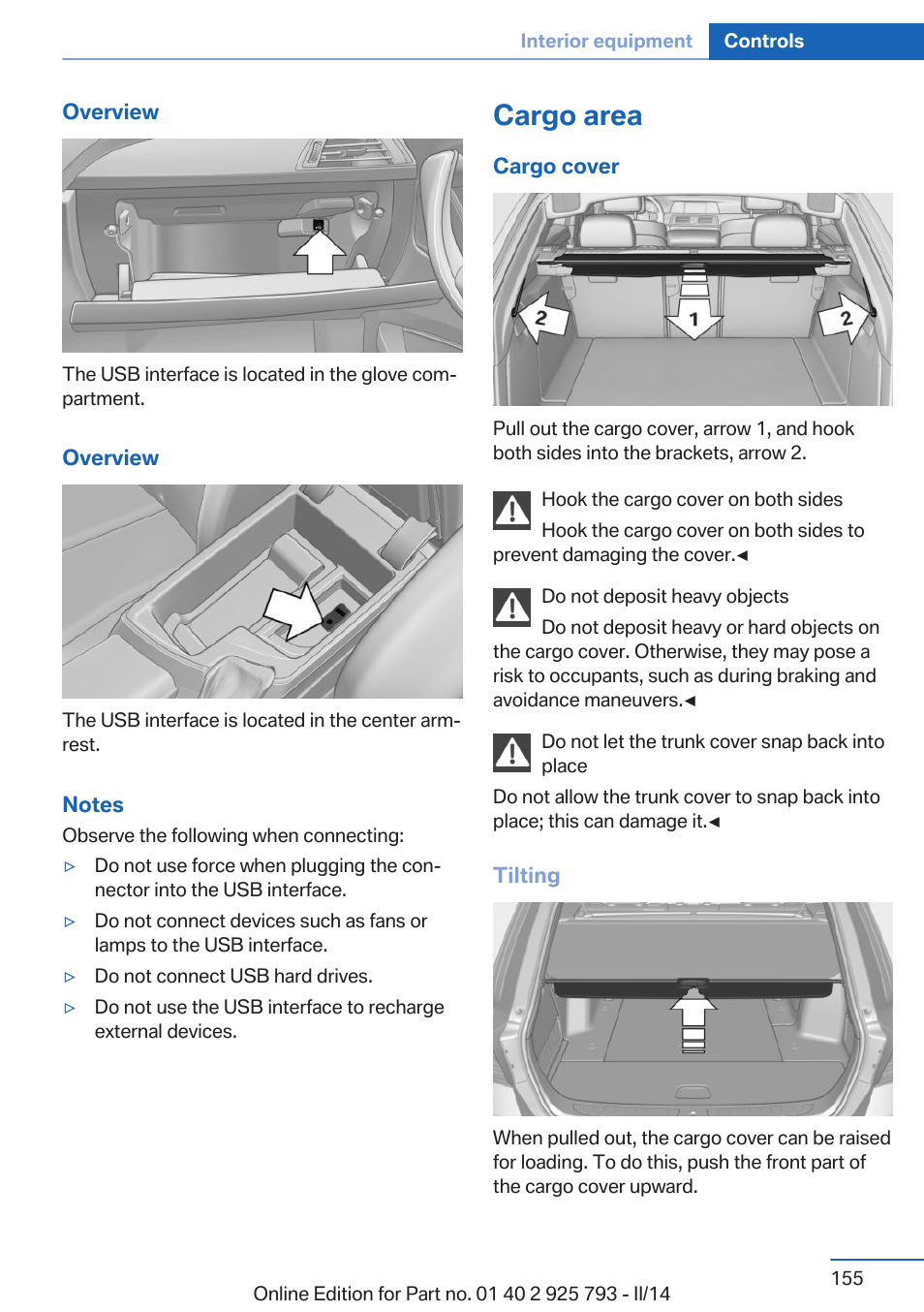 Cargo area | BMW 328d xDrive Sports Wagon 2014 User Manual | Page 155 / 244