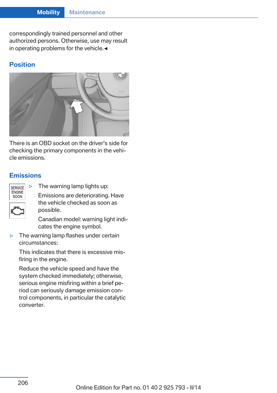 BMW 328d xDrive Sports Wagon 2014 User Manual | Page 206 / 244