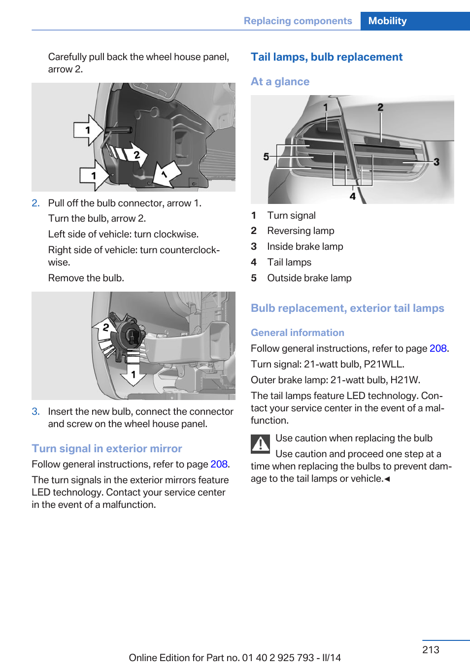 BMW 328d xDrive Sports Wagon 2014 User Manual | Page 213 / 244