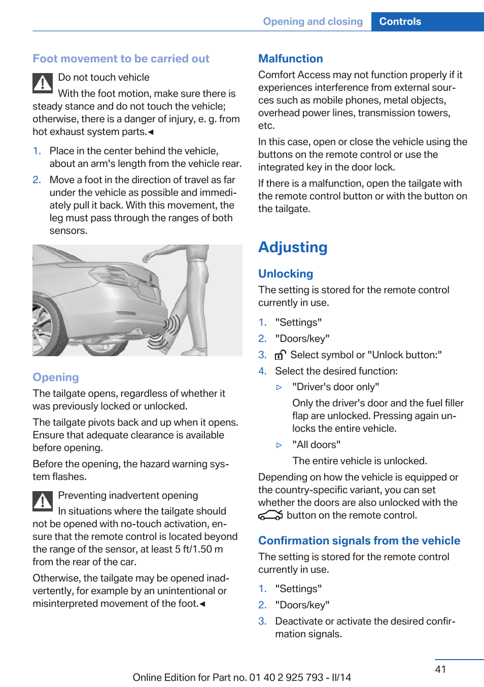 Adjusting | BMW 328d xDrive Sports Wagon 2014 User Manual | Page 41 / 244