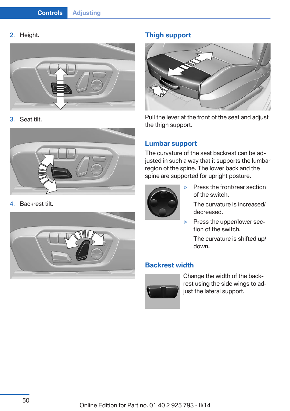 BMW 328d xDrive Sports Wagon 2014 User Manual | Page 50 / 244