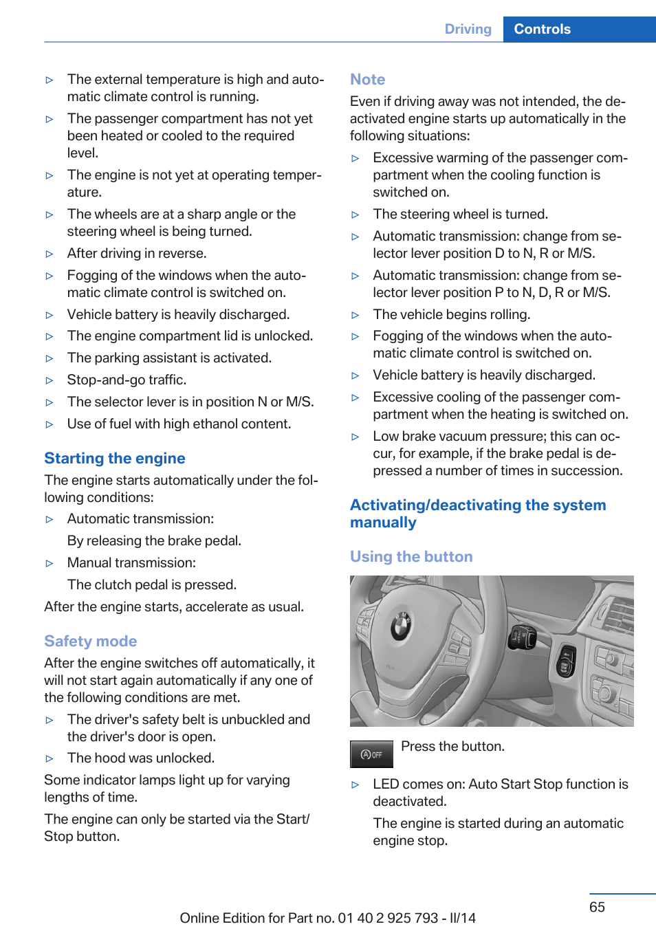 BMW 328d xDrive Sports Wagon 2014 User Manual | Page 65 / 244