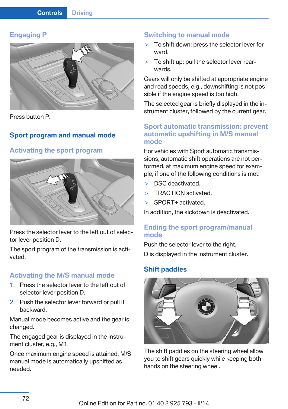 BMW 328d xDrive Sports Wagon 2014 User Manual | Page 72 / 244