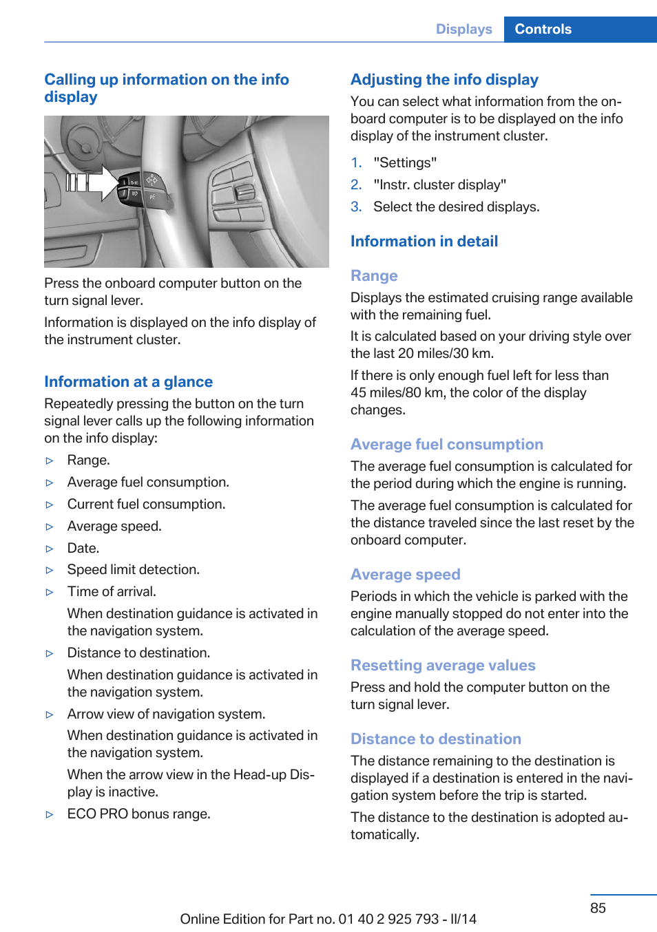 BMW 328d xDrive Sports Wagon 2014 User Manual | Page 85 / 244