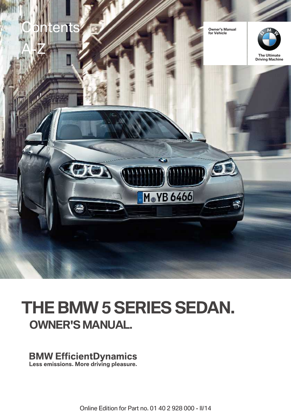 BMW 550i xDrive Sedan 2014 User Manual | 267 pages