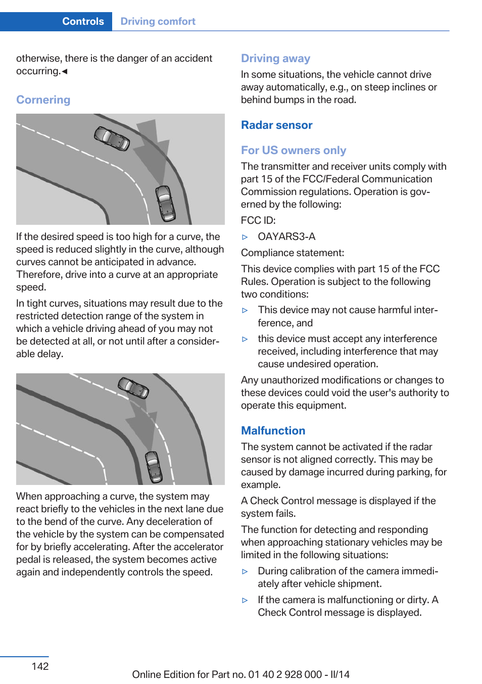 BMW 550i xDrive Sedan 2014 User Manual | Page 142 / 267