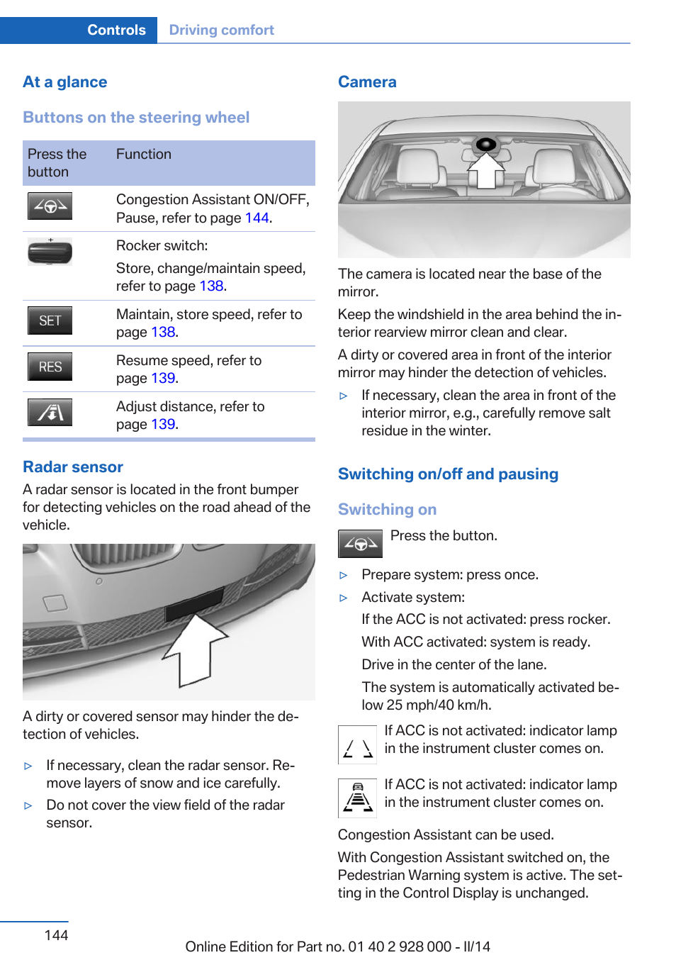 BMW 550i xDrive Sedan 2014 User Manual | Page 144 / 267