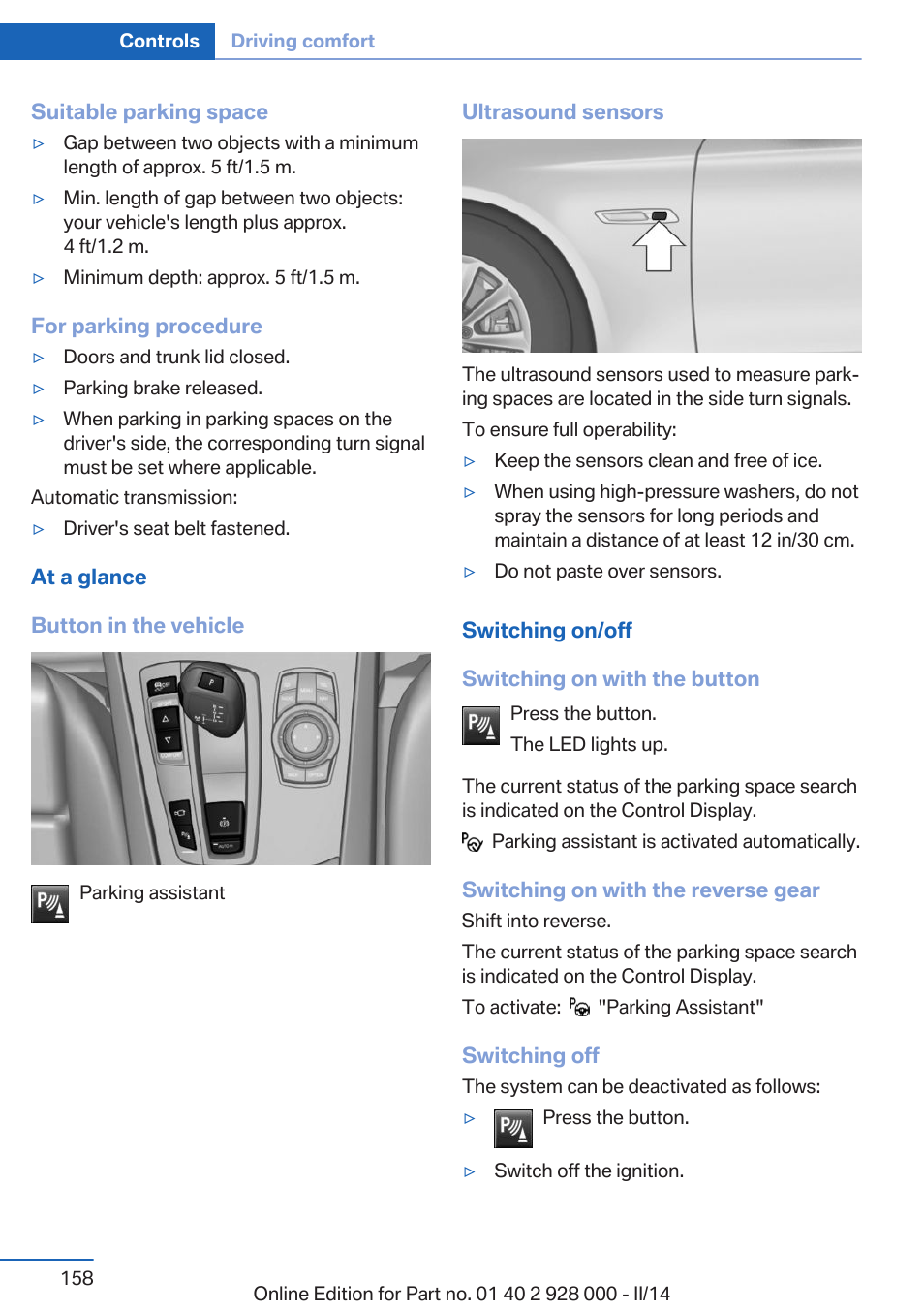 BMW 550i xDrive Sedan 2014 User Manual | Page 158 / 267