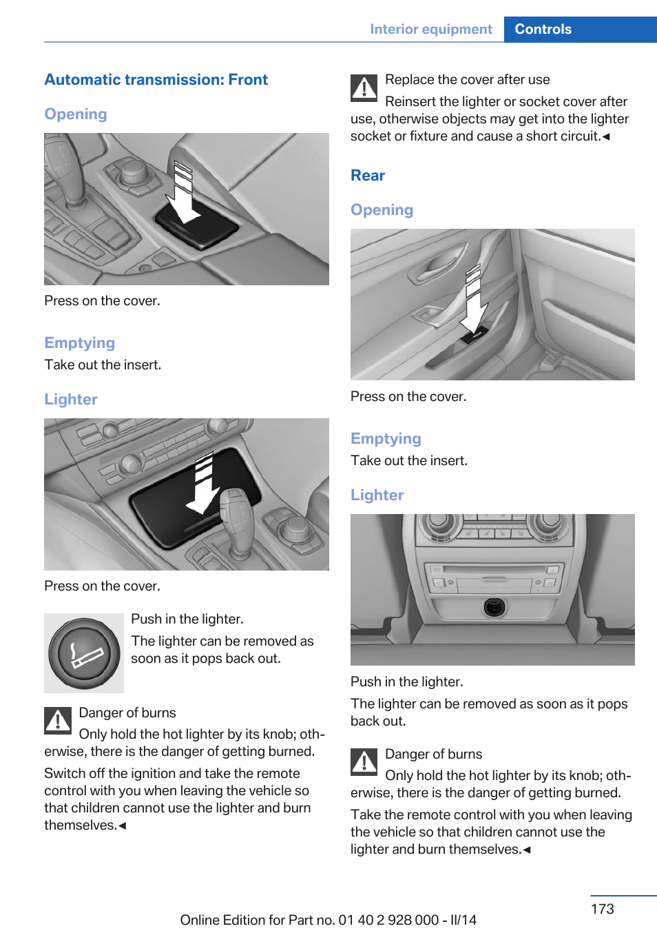 BMW 550i xDrive Sedan 2014 User Manual | Page 173 / 267