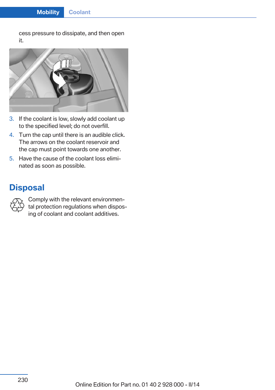 Disposal | BMW 550i xDrive Sedan 2014 User Manual | Page 230 / 267