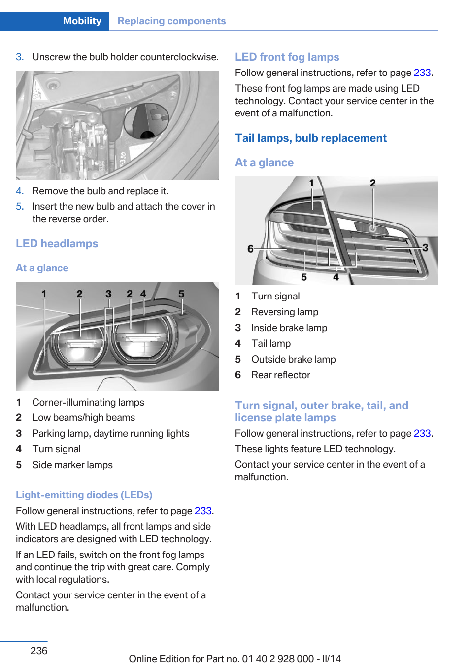 BMW 550i xDrive Sedan 2014 User Manual | Page 236 / 267