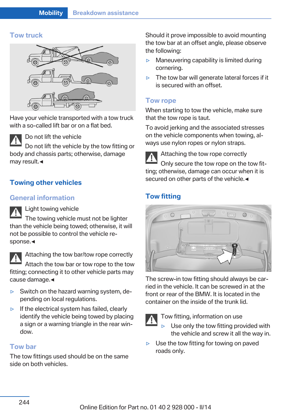 BMW 550i xDrive Sedan 2014 User Manual | Page 244 / 267