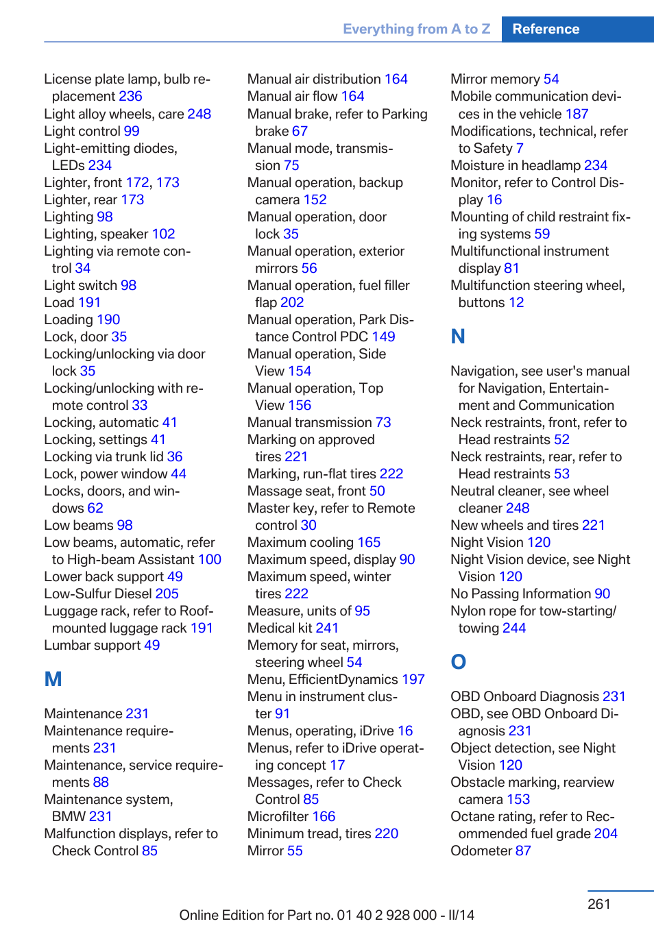 BMW 550i xDrive Sedan 2014 User Manual | Page 261 / 267