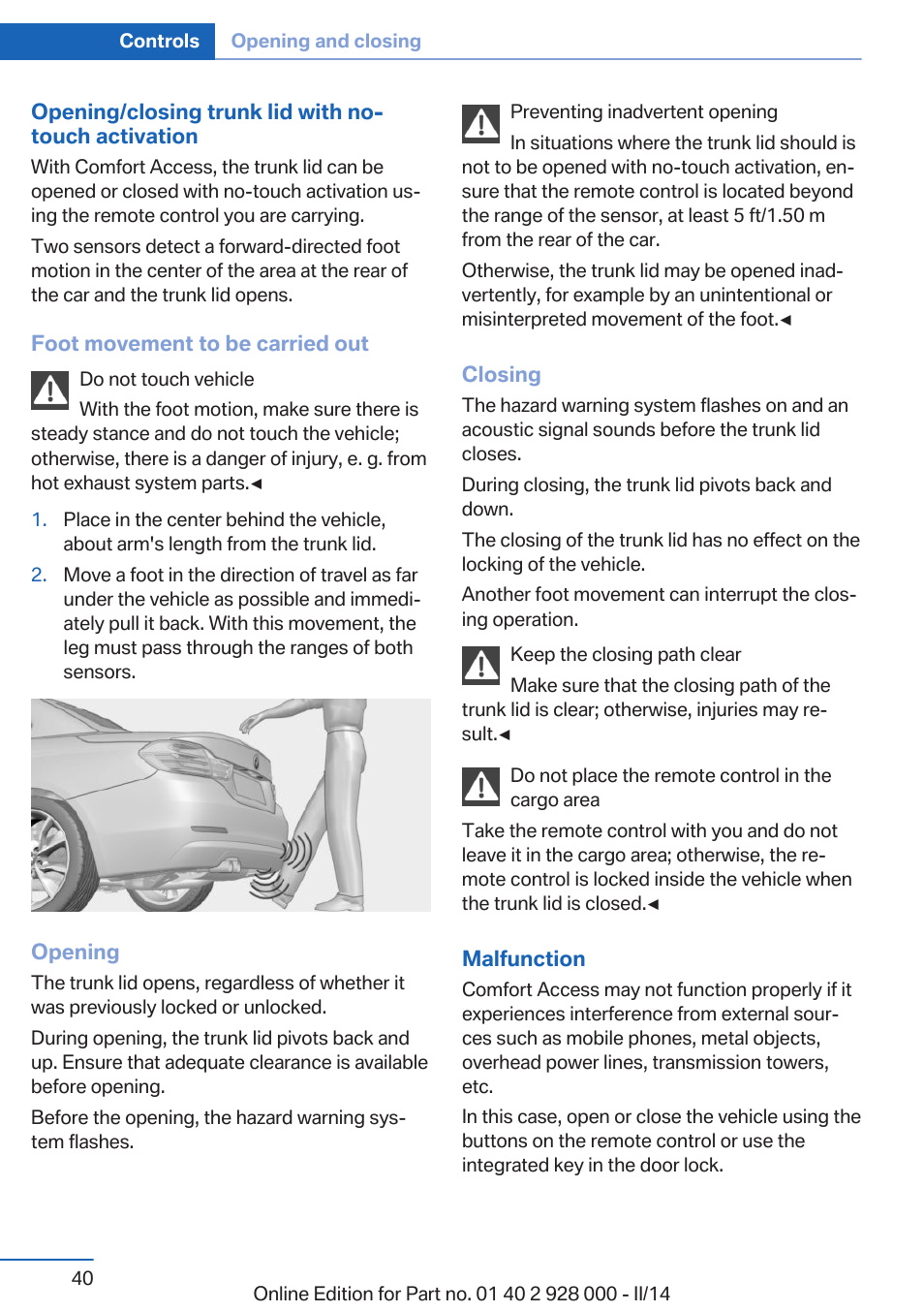 BMW 550i xDrive Sedan 2014 User Manual | Page 40 / 267