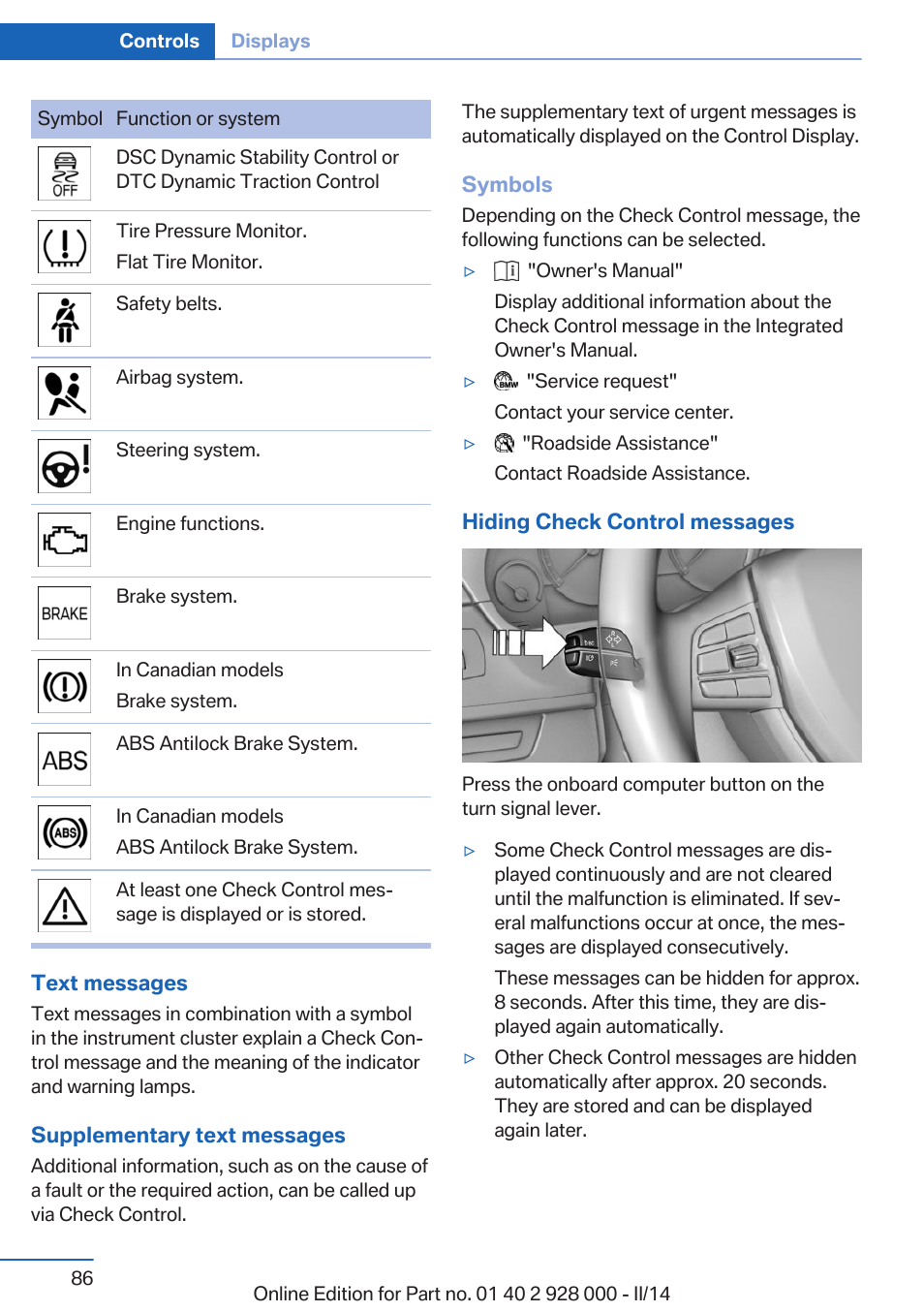 BMW 550i xDrive Sedan 2014 User Manual | Page 86 / 267