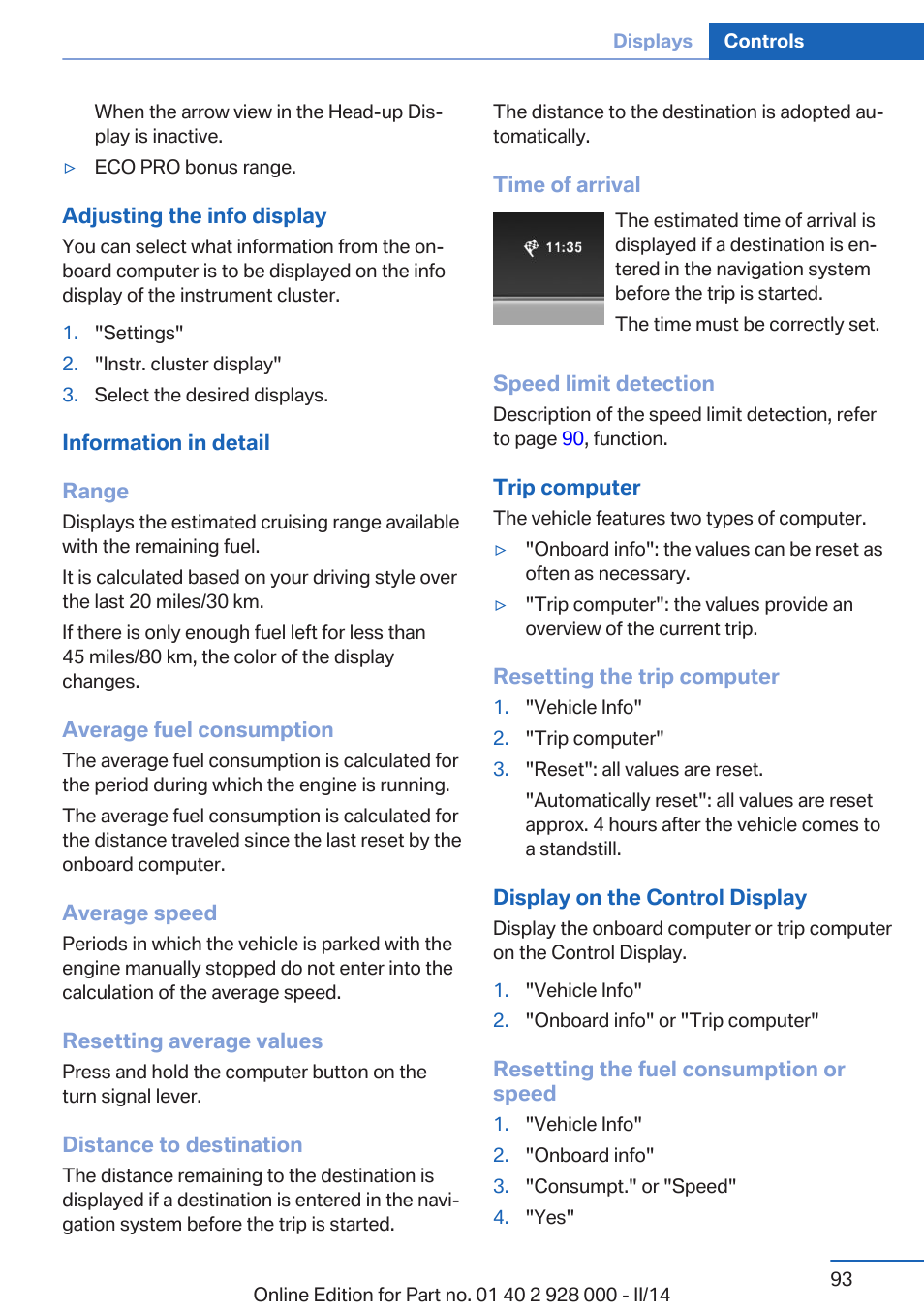 BMW 550i xDrive Sedan 2014 User Manual | Page 93 / 267