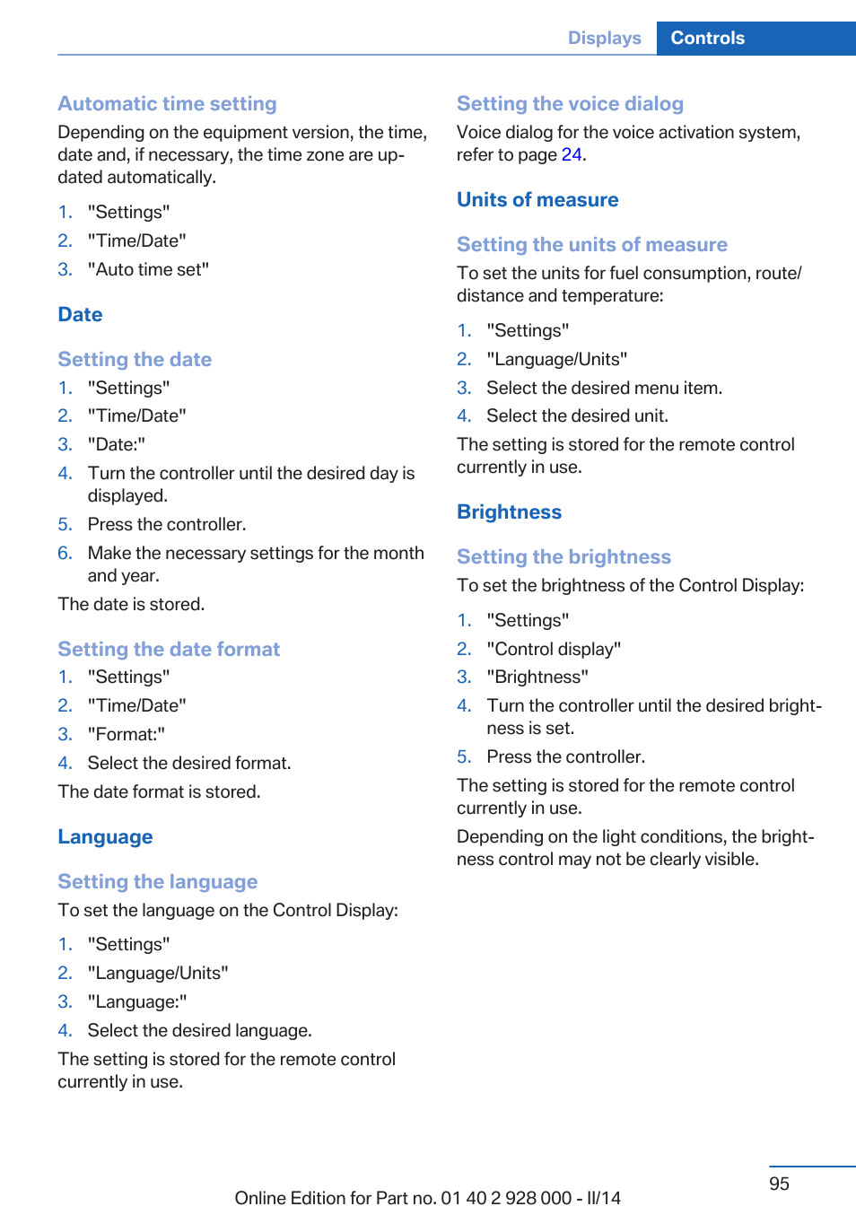 BMW 550i xDrive Sedan 2014 User Manual | Page 95 / 267