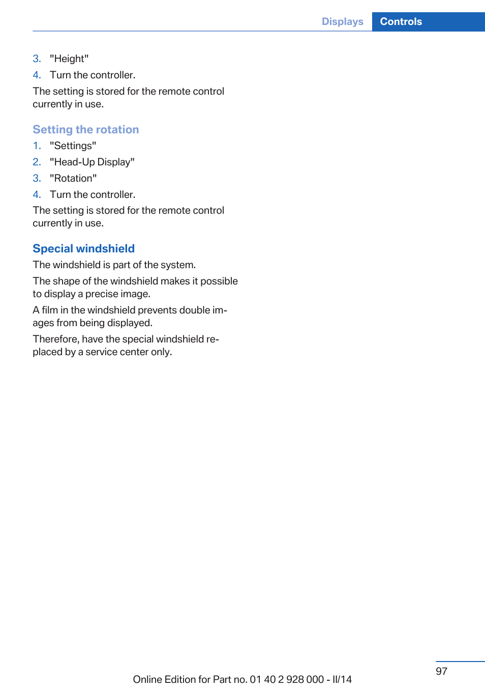 BMW 550i xDrive Sedan 2014 User Manual | Page 97 / 267