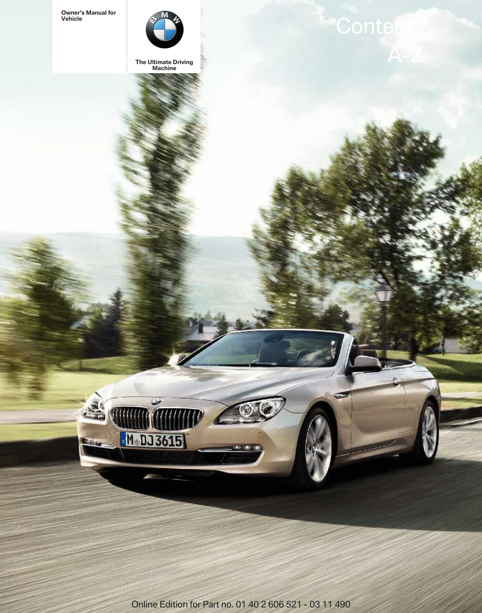 BMW 650i xDrive Convertible 2012 User Manual | 282 pages