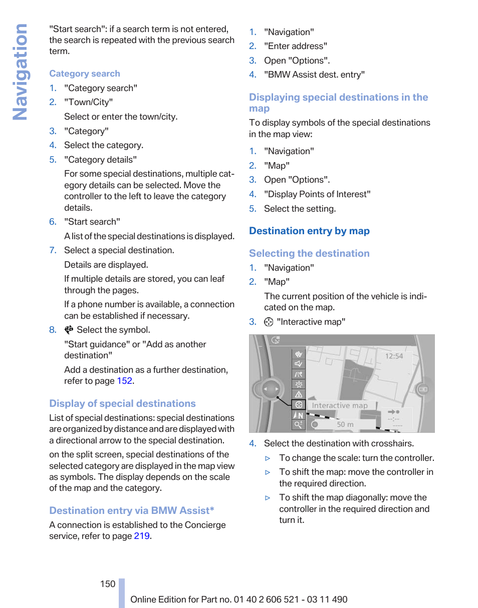 Navigation | BMW 650i xDrive Convertible 2012 User Manual | Page 150 / 282