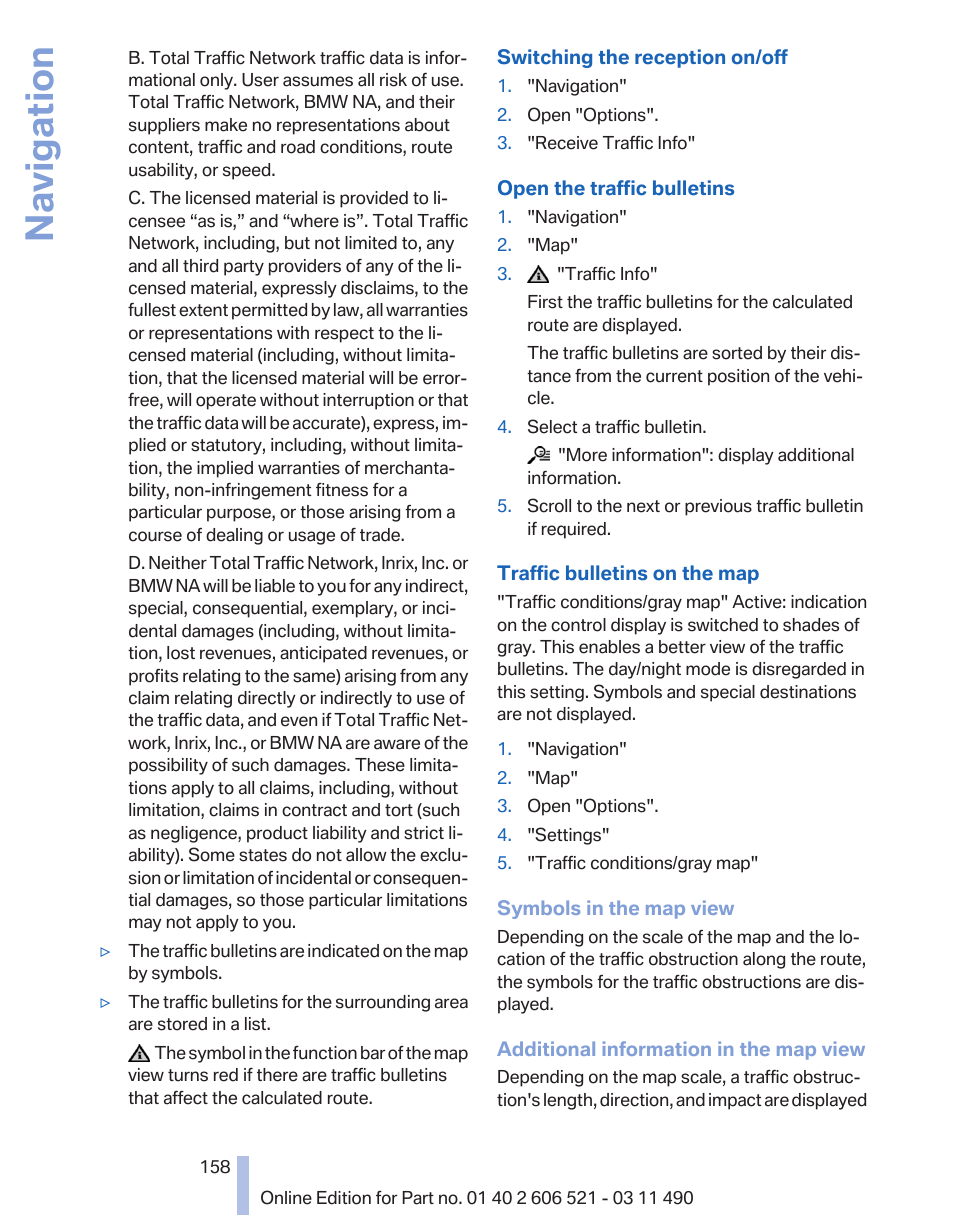 Navigation | BMW 650i xDrive Convertible 2012 User Manual | Page 158 / 282