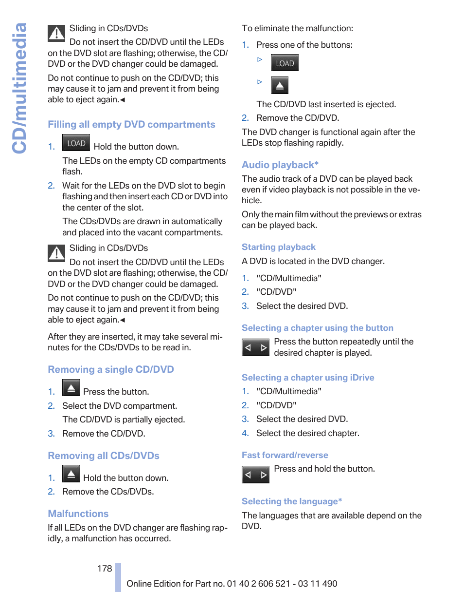 Cd/multimedia | BMW 650i xDrive Convertible 2012 User Manual | Page 178 / 282