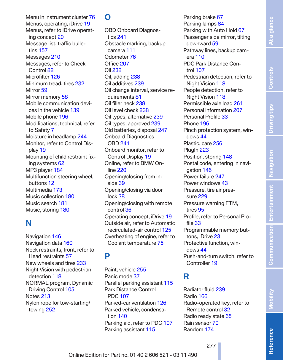 BMW 650i xDrive Convertible 2012 User Manual | Page 277 / 282