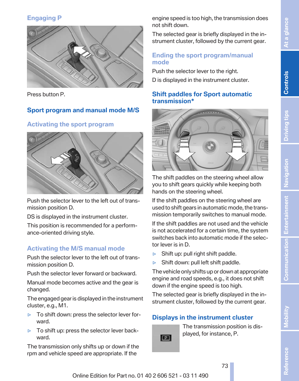 BMW 650i xDrive Convertible 2012 User Manual | Page 73 / 282