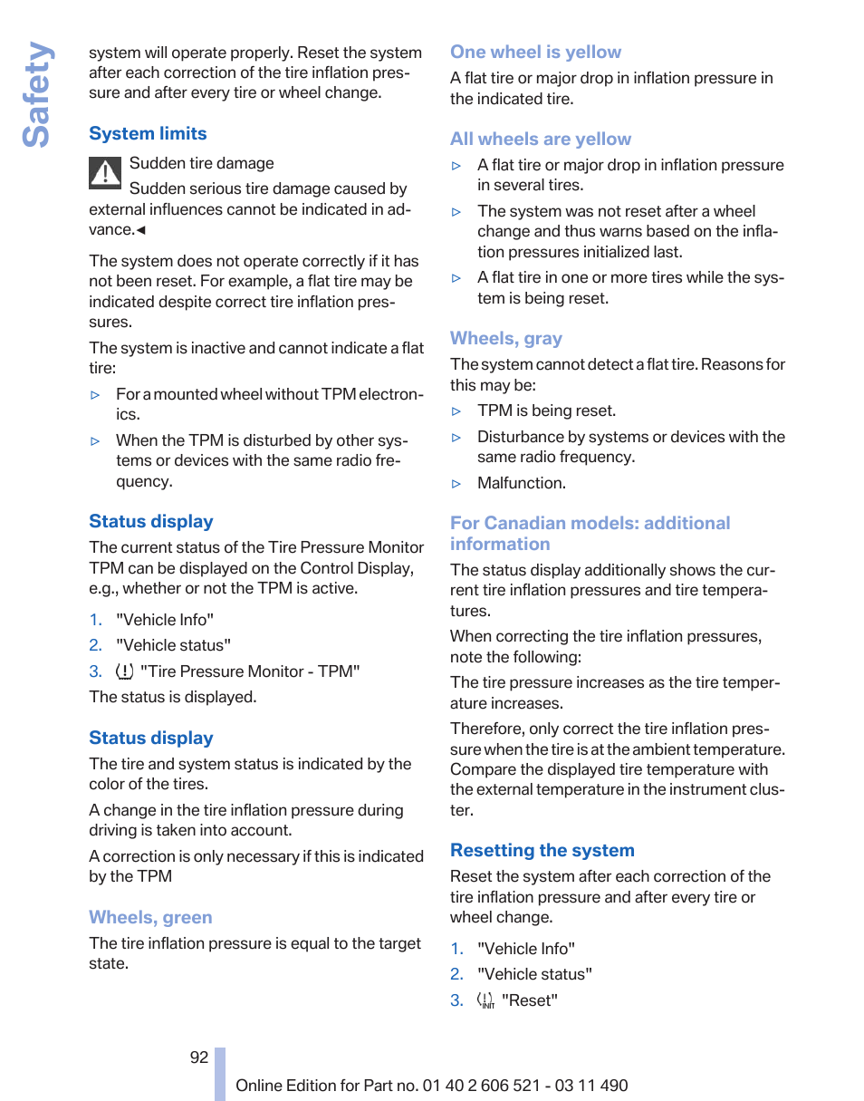 Safety | BMW 650i xDrive Convertible 2012 User Manual | Page 92 / 282