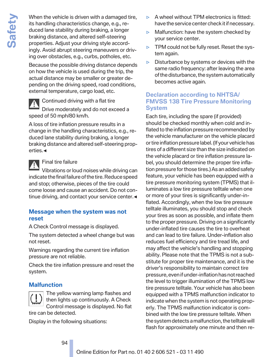 Safety | BMW 650i xDrive Convertible 2012 User Manual | Page 94 / 282