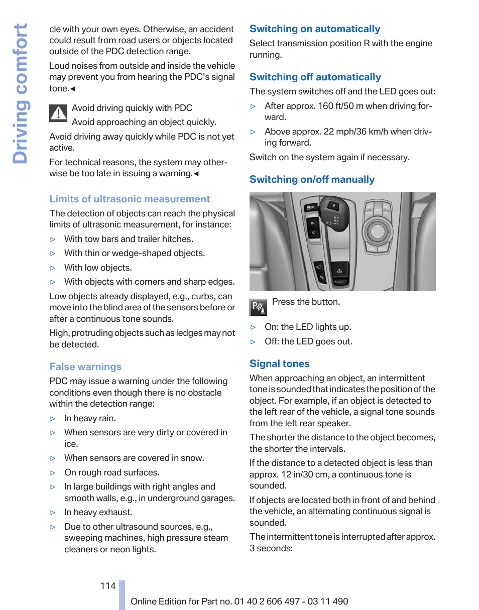 Driving comfort | BMW 760Li Sedan 2012 User Manual | Page 114 / 299