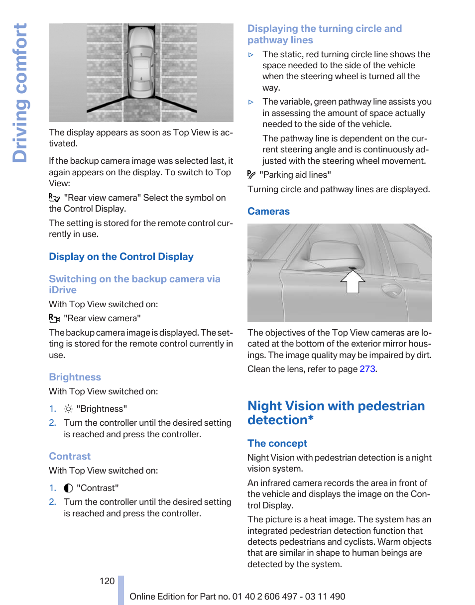 Night vision with pedestrian detection, Tection, Driving comfort | BMW 760Li Sedan 2012 User Manual | Page 120 / 299