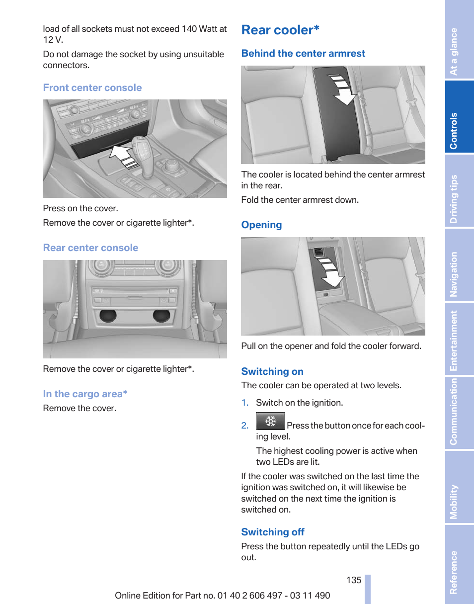 Rear cooler | BMW 760Li Sedan 2012 User Manual | Page 135 / 299