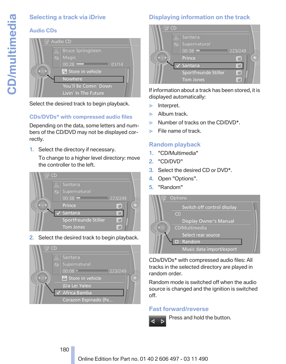 Cd/multimedia | BMW 760Li Sedan 2012 User Manual | Page 180 / 299