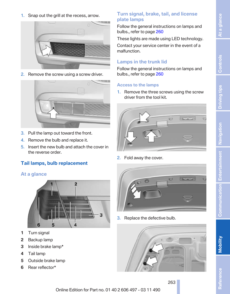 BMW 760Li Sedan 2012 User Manual | Page 263 / 299