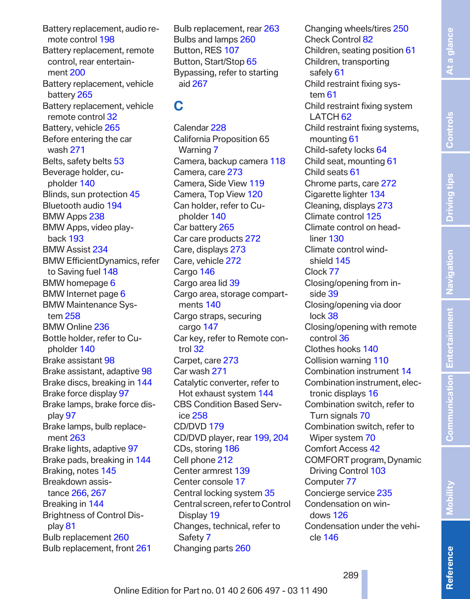 BMW 760Li Sedan 2012 User Manual | Page 289 / 299