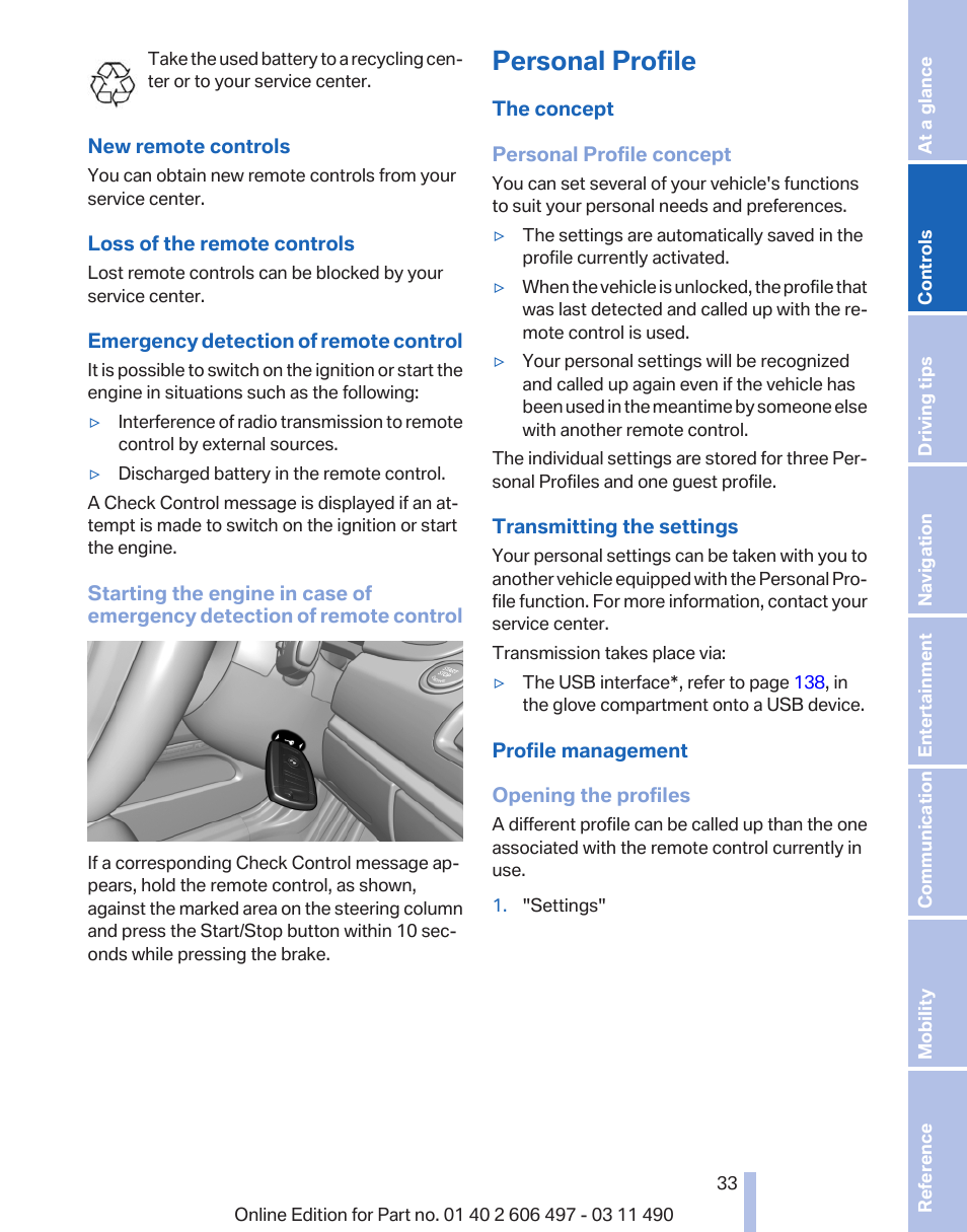 Personal profile | BMW 760Li Sedan 2012 User Manual | Page 33 / 299