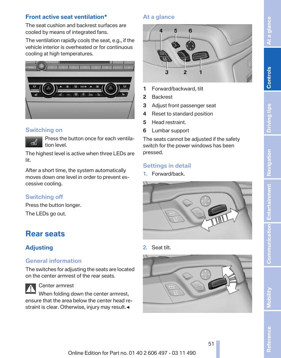 Rear seats | BMW 760Li Sedan 2012 User Manual | Page 51 / 299