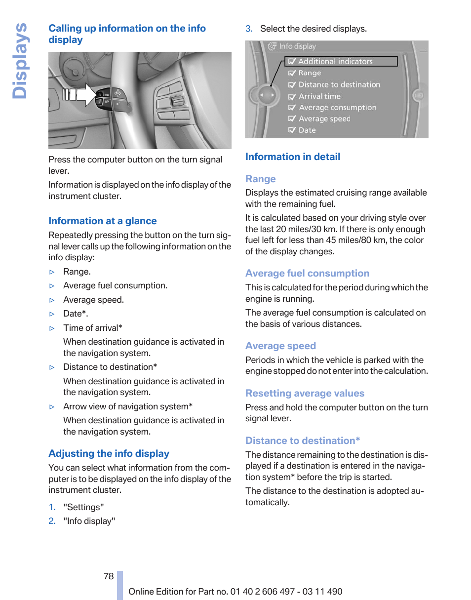 Displays | BMW 760Li Sedan 2012 User Manual | Page 78 / 299