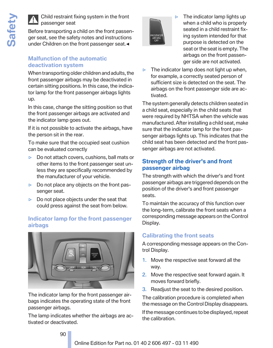 Safety | BMW 760Li Sedan 2012 User Manual | Page 90 / 299