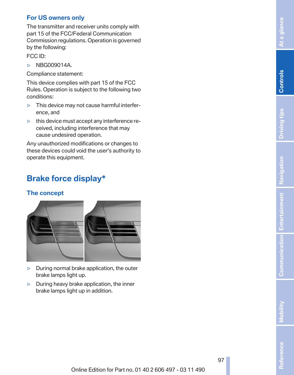 Brake force display | BMW 760Li Sedan 2012 User Manual | Page 97 / 299